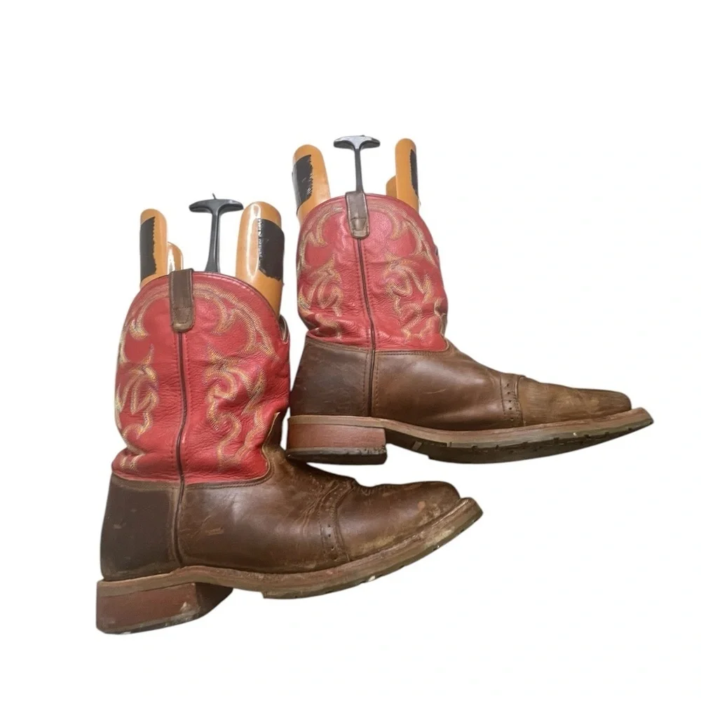 Double H Boot Mens Square Toe Red ICE Roper Cowboy Boot Western size 13